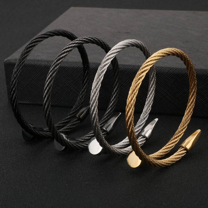 1 Piece Fashion Stripe Stainless Steel Plating Men'S Bracelets