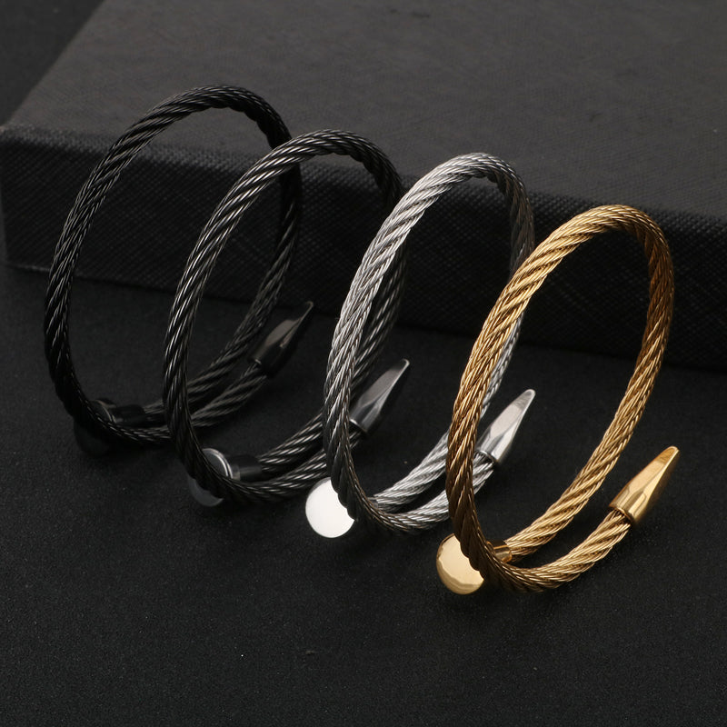 1 Piece Fashion Stripe Stainless Steel Plating Men'S Bracelets