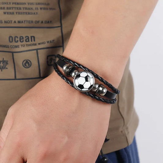 Sports Football Leather Men'S Bracelets